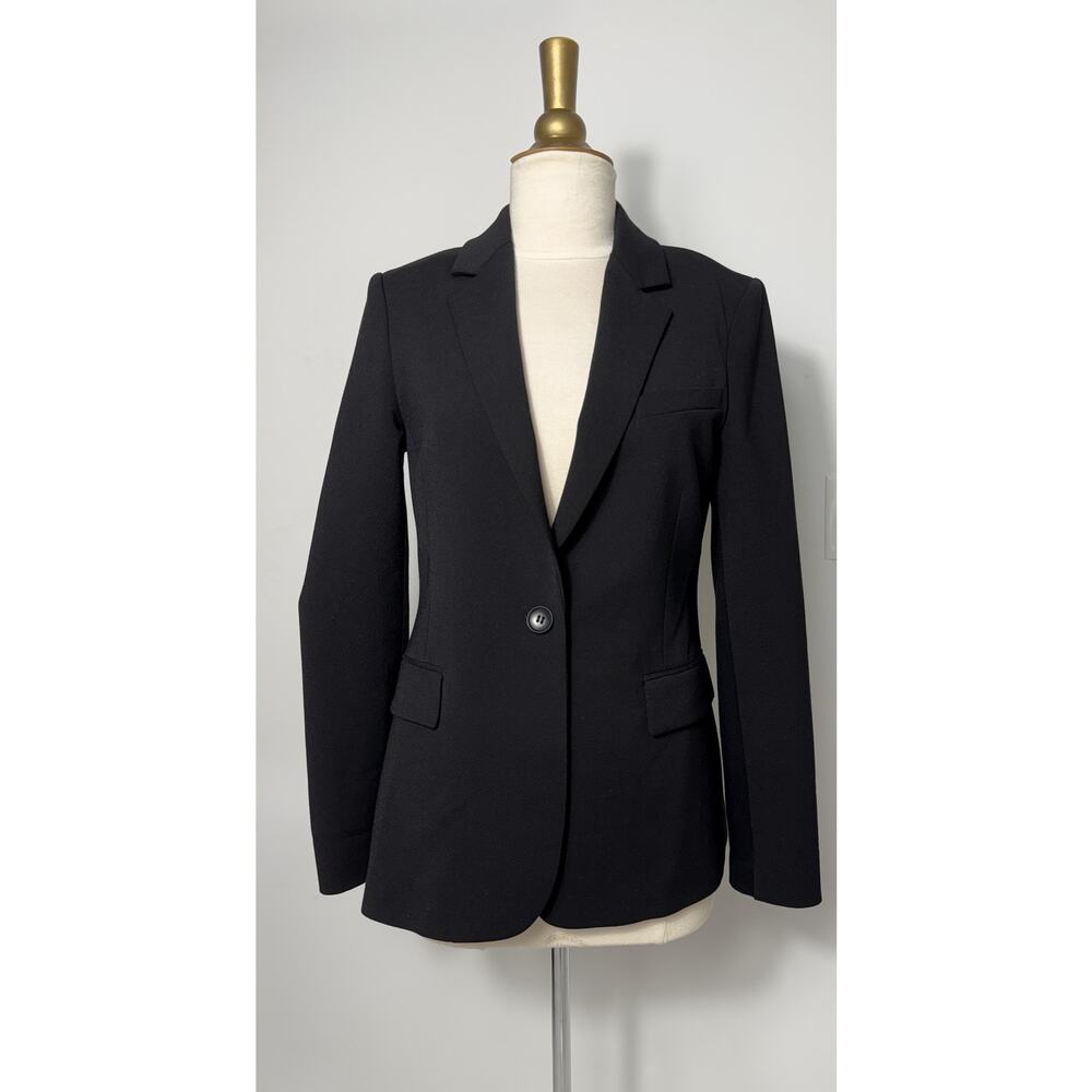 BCBGMAXAZRIA Womens Black Straight Fit Blazer Black Open-Back with Straps XS - Picture 4 of 12